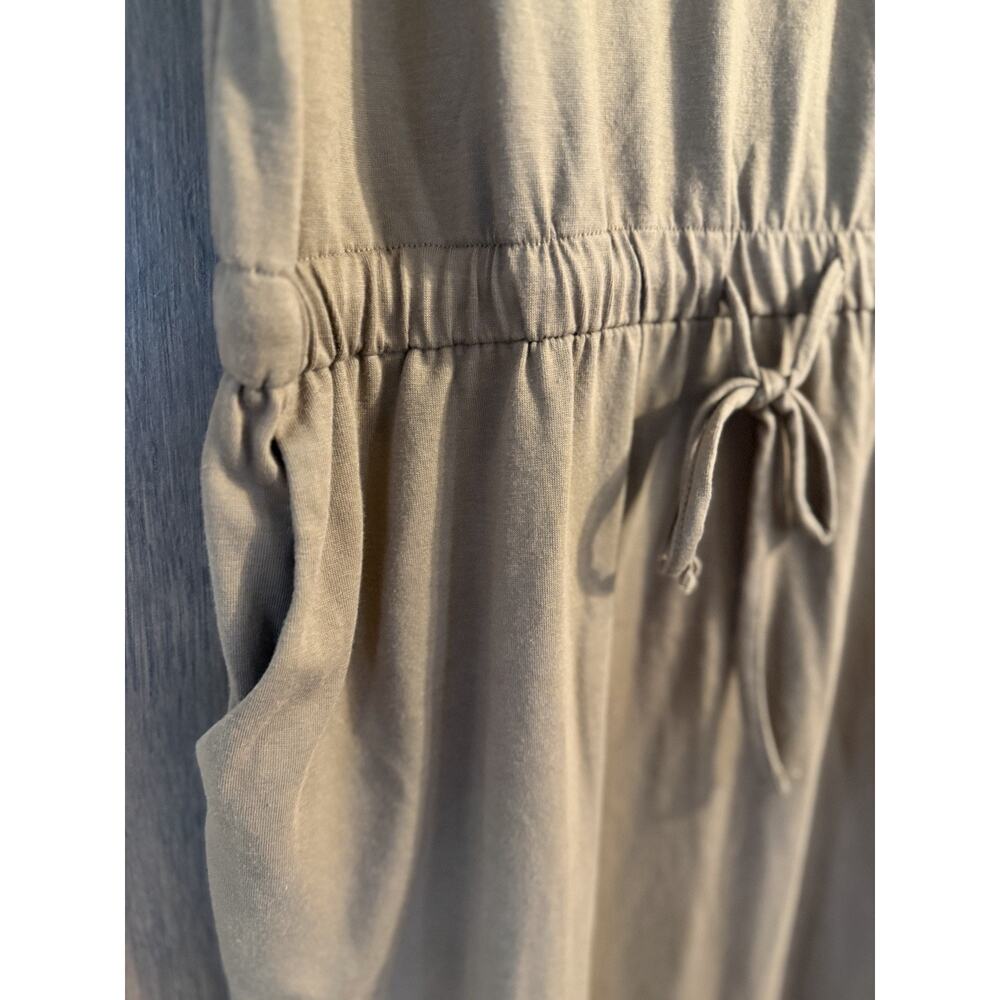 Zenana XL Brown Casual sleeveless drawstring waist tshirt dress vneck fall base - Picture 6 of 7